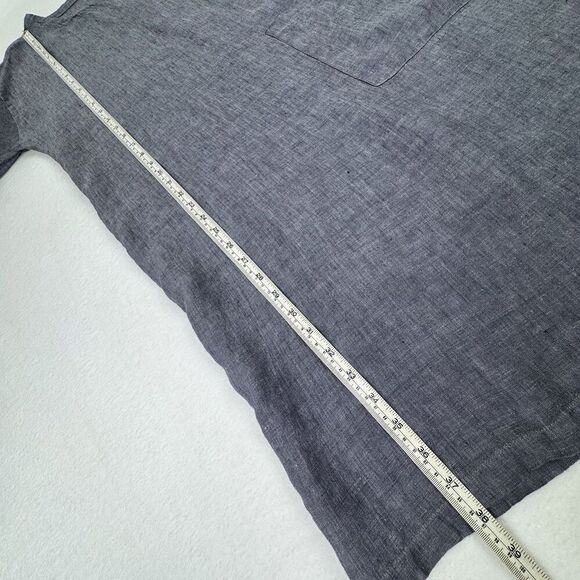 Chalet Et Ceci Linen Short Sleeve Dress M Gray Pocket Minimal Coastal Lagenlook - Picture 11 of 14